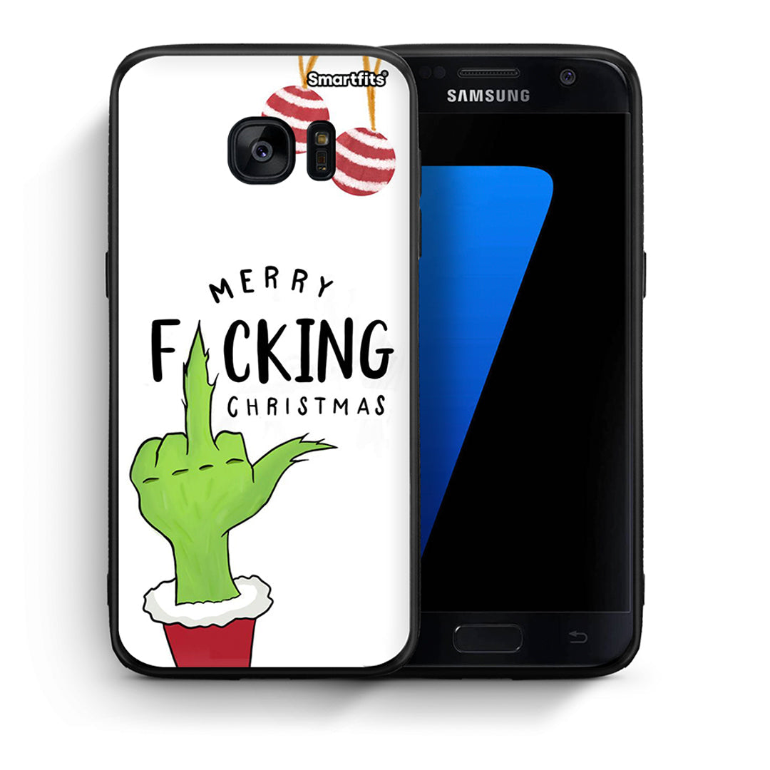 Θήκη Samsung S7 Merry F Xmas από τη Smartfits με σχέδιο στο πίσω μέρος και μαύρο περίβλημα | Samsung S7 Merry F Xmas case with colorful back and black bezels