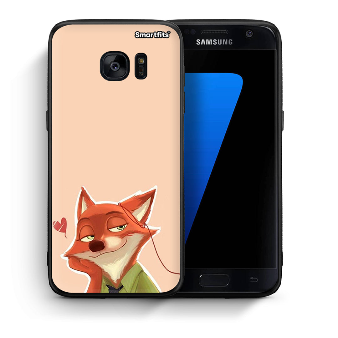 Θήκη Samsung S7 Nick Wilde And Judy Hopps Love 1 από τη Smartfits με σχέδιο στο πίσω μέρος και μαύρο περίβλημα | Samsung S7 Nick Wilde And Judy Hopps Love 1 case with colorful back and black bezels