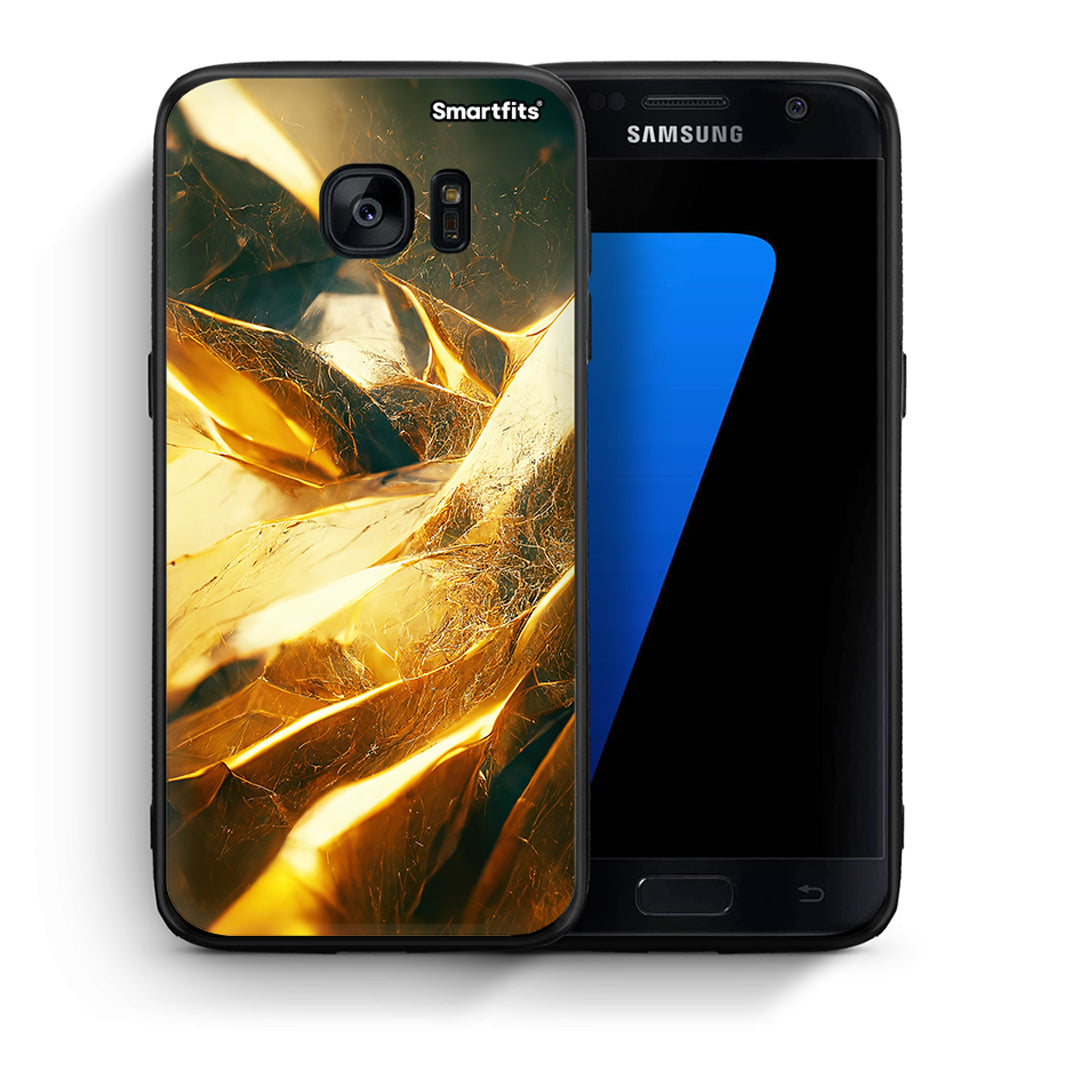 Θήκη Samsung S7 Real Gold από τη Smartfits με σχέδιο στο πίσω μέρος και μαύρο περίβλημα | Samsung S7 Real Gold case with colorful back and black bezels