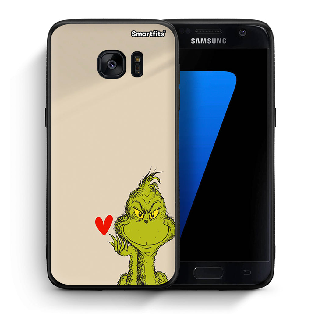 Θήκη Samsung S7 Xmas Grinch από τη Smartfits με σχέδιο στο πίσω μέρος και μαύρο περίβλημα | Samsung S7 Xmas Grinch case with colorful back and black bezels