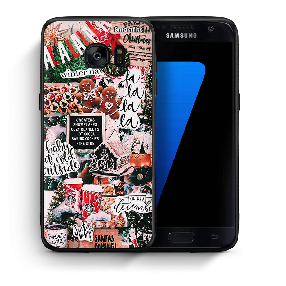 Θήκη Samsung S7 Xmas Habbits από τη Smartfits με σχέδιο στο πίσω μέρος και μαύρο περίβλημα | Samsung S7 Xmas Habbits case with colorful back and black bezels