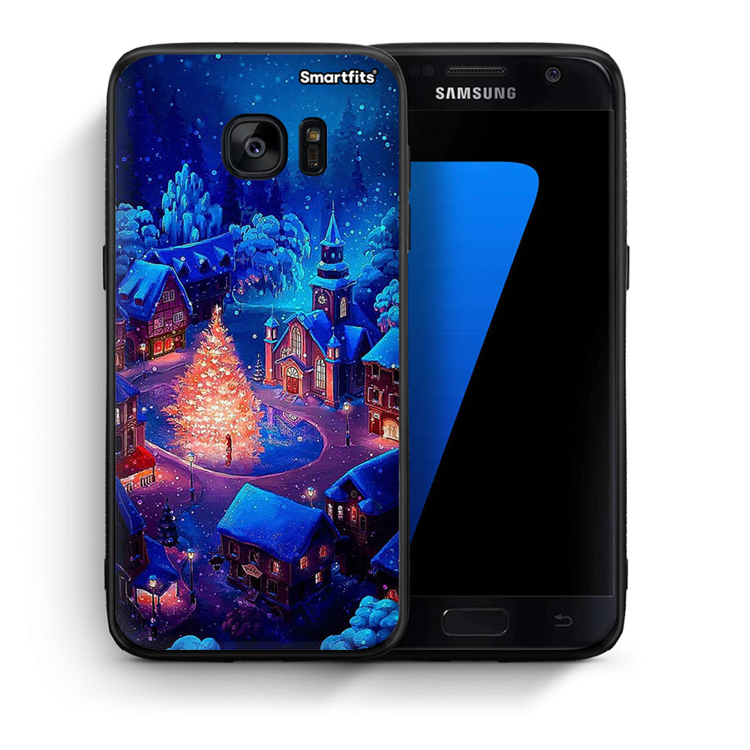 Θήκη Samsung S7 Xmas Village από τη Smartfits με σχέδιο στο πίσω μέρος και μαύρο περίβλημα | Samsung S7 Xmas Village case with colorful back and black bezels