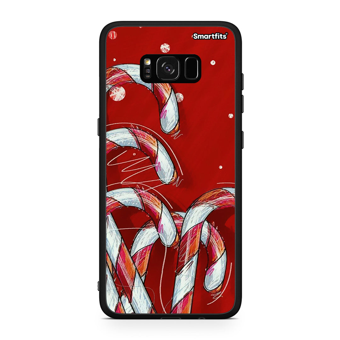 Samsung S8 Candy Cane θήκη από τη Smartfits με σχέδιο στο πίσω μέρος και μαύρο περίβλημα | Smartphone case with colorful back and black bezels by Smartfits