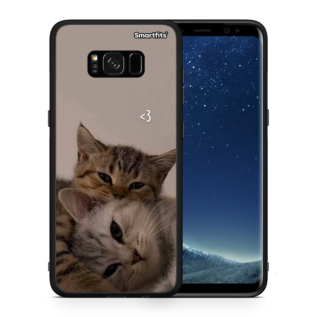 Θήκη Samsung S8 Cats In Love από τη Smartfits με σχέδιο στο πίσω μέρος και μαύρο περίβλημα | Samsung S8 Cats In Love case with colorful back and black bezels