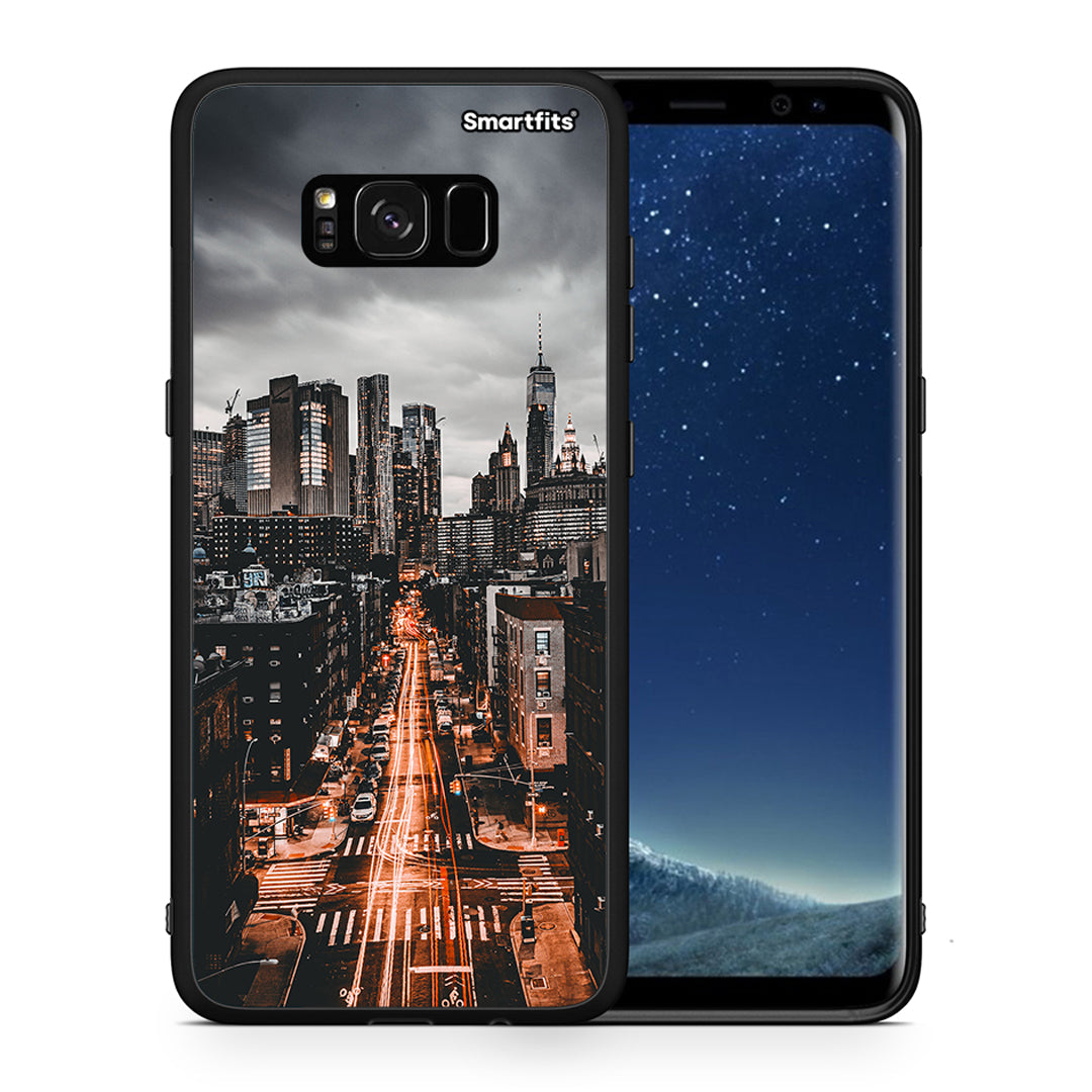 Θήκη Samsung S8+ City Lights από τη Smartfits με σχέδιο στο πίσω μέρος και μαύρο περίβλημα | Samsung S8+ City Lights case with colorful back and black bezels