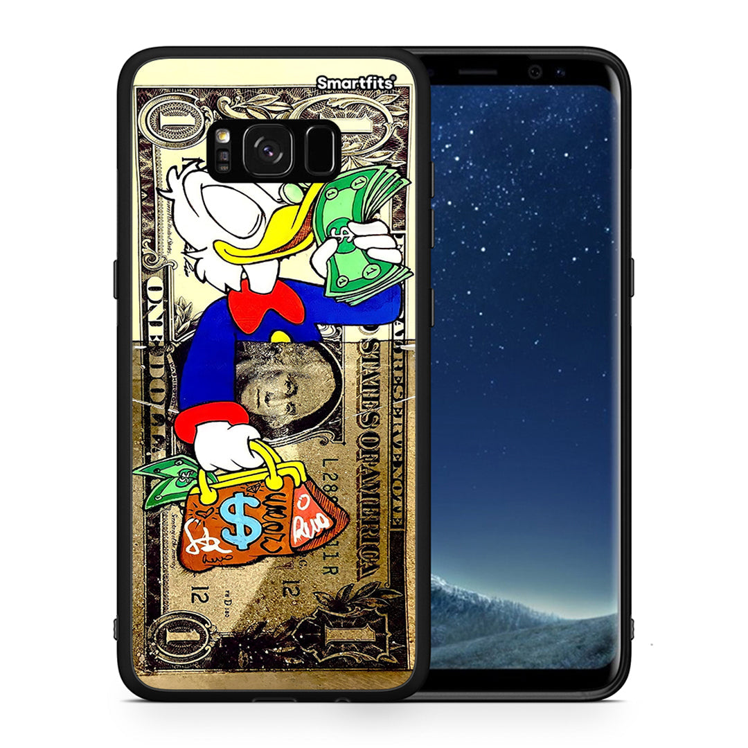Θήκη Samsung S8 Duck Money από τη Smartfits με σχέδιο στο πίσω μέρος και μαύρο περίβλημα | Samsung S8 Duck Money case with colorful back and black bezels