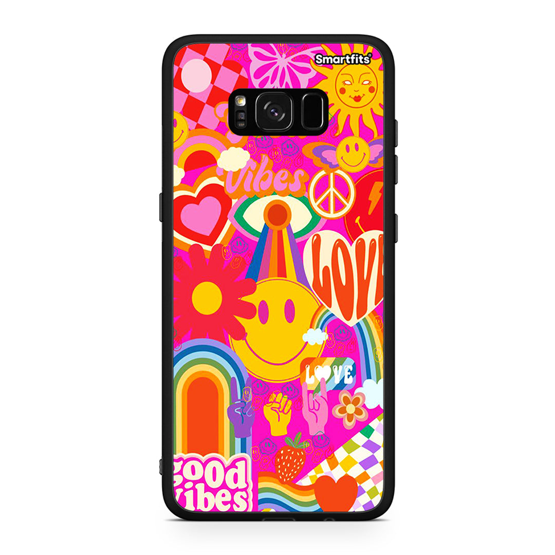 Samsung S8+ Hippie Love θήκη από τη Smartfits με σχέδιο στο πίσω μέρος και μαύρο περίβλημα | Smartphone case with colorful back and black bezels by Smartfits