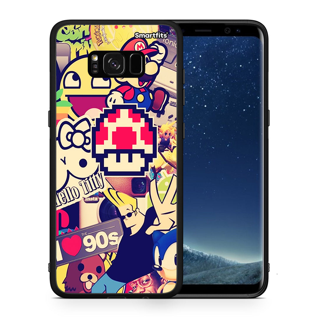 Θήκη Samsung S8 Love The 90s από τη Smartfits με σχέδιο στο πίσω μέρος και μαύρο περίβλημα | Samsung S8 Love The 90s case with colorful back and black bezels