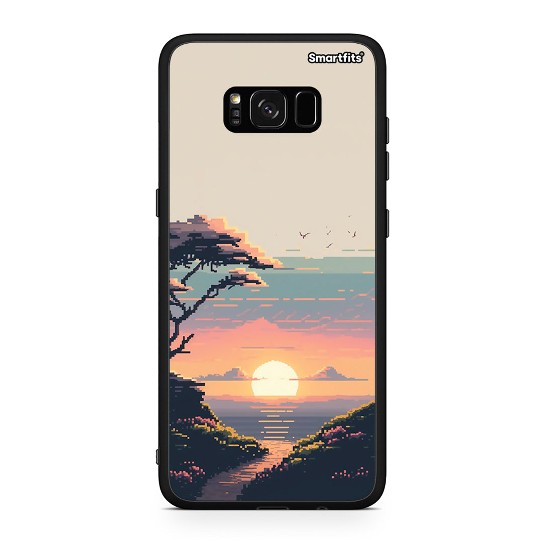 Samsung S8 Pixel Sunset Θήκη από τη Smartfits με σχέδιο στο πίσω μέρος και μαύρο περίβλημα | Smartphone case with colorful back and black bezels by Smartfits