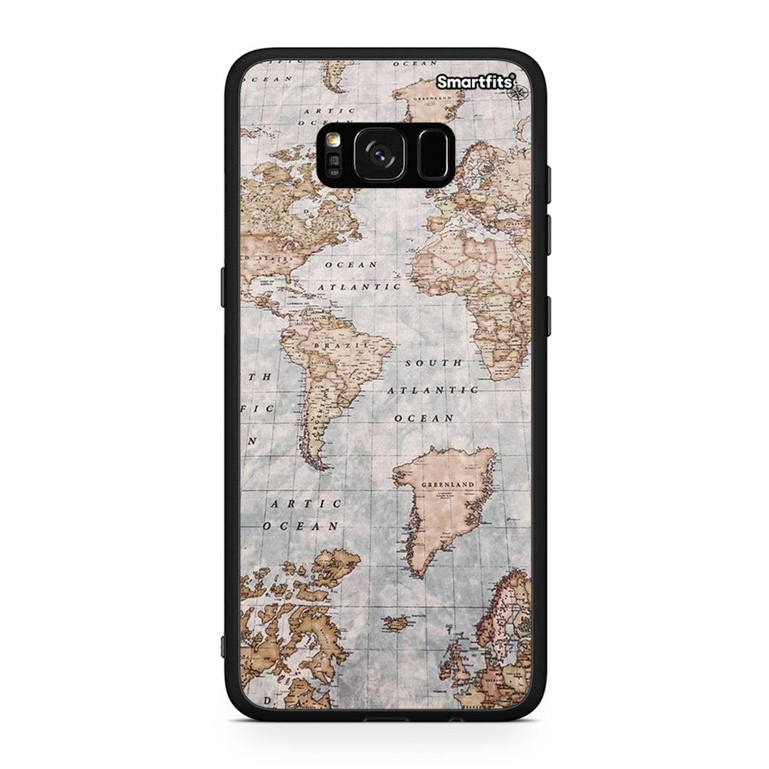 Samsung S8 World Map Θήκη από τη Smartfits με σχέδιο στο πίσω μέρος και μαύρο περίβλημα | Smartphone case with colorful back and black bezels by Smartfits