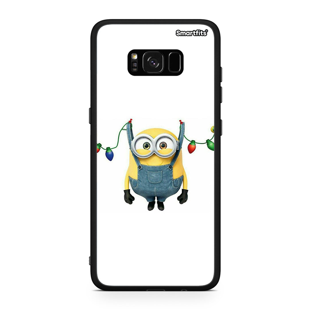 Samsung S8 Xmas Minion Lights θήκη από τη Smartfits με σχέδιο στο πίσω μέρος και μαύρο περίβλημα | Smartphone case with colorful back and black bezels by Smartfits