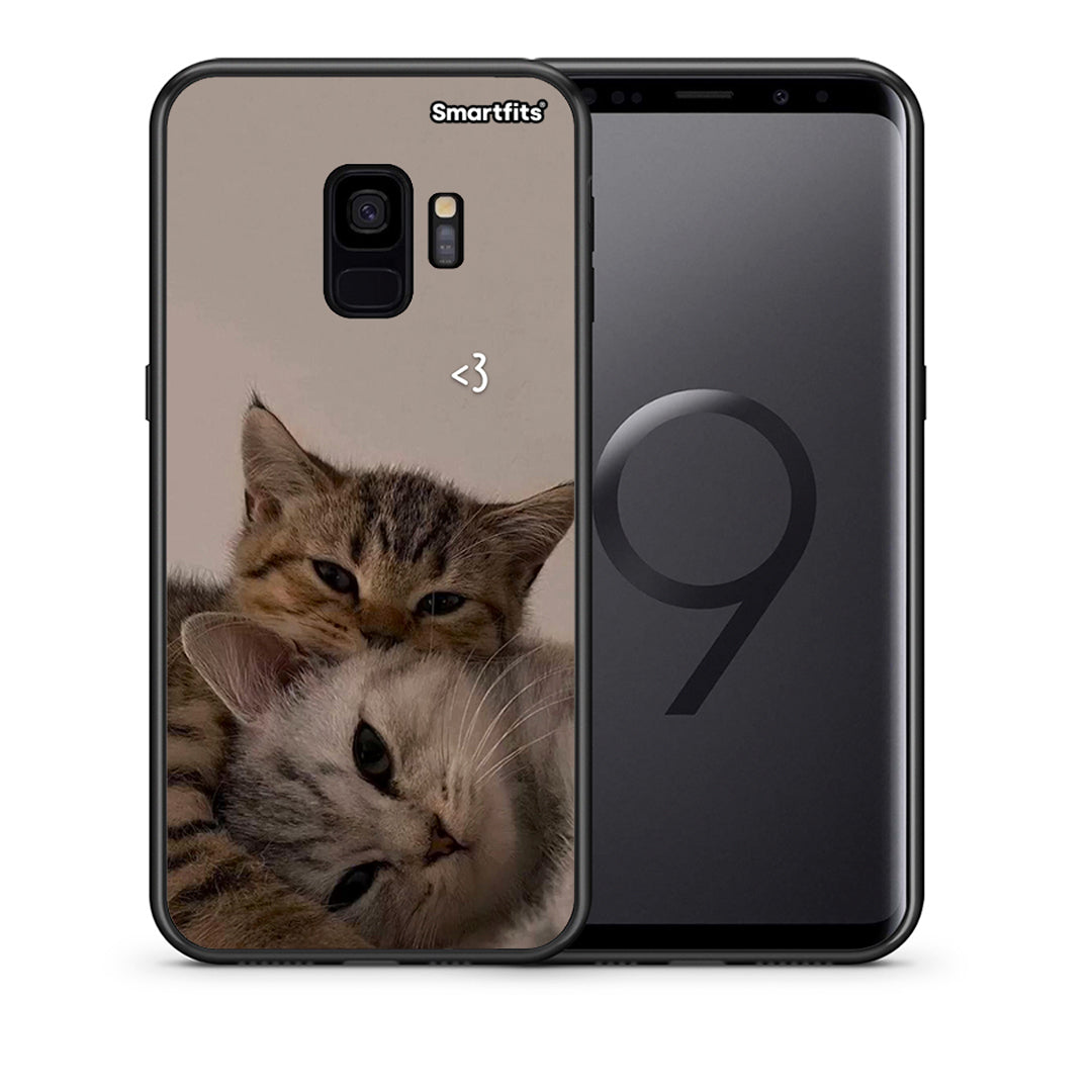 Θήκη Samsung S9 Cats In Love από τη Smartfits με σχέδιο στο πίσω μέρος και μαύρο περίβλημα | Samsung S9 Cats In Love case with colorful back and black bezels