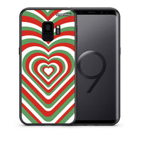 Thumbnail for Θήκη Samsung S9 Christmas Hearts από τη Smartfits με σχέδιο στο πίσω μέρος και μαύρο περίβλημα | Samsung S9 Christmas Hearts case with colorful back and black bezels