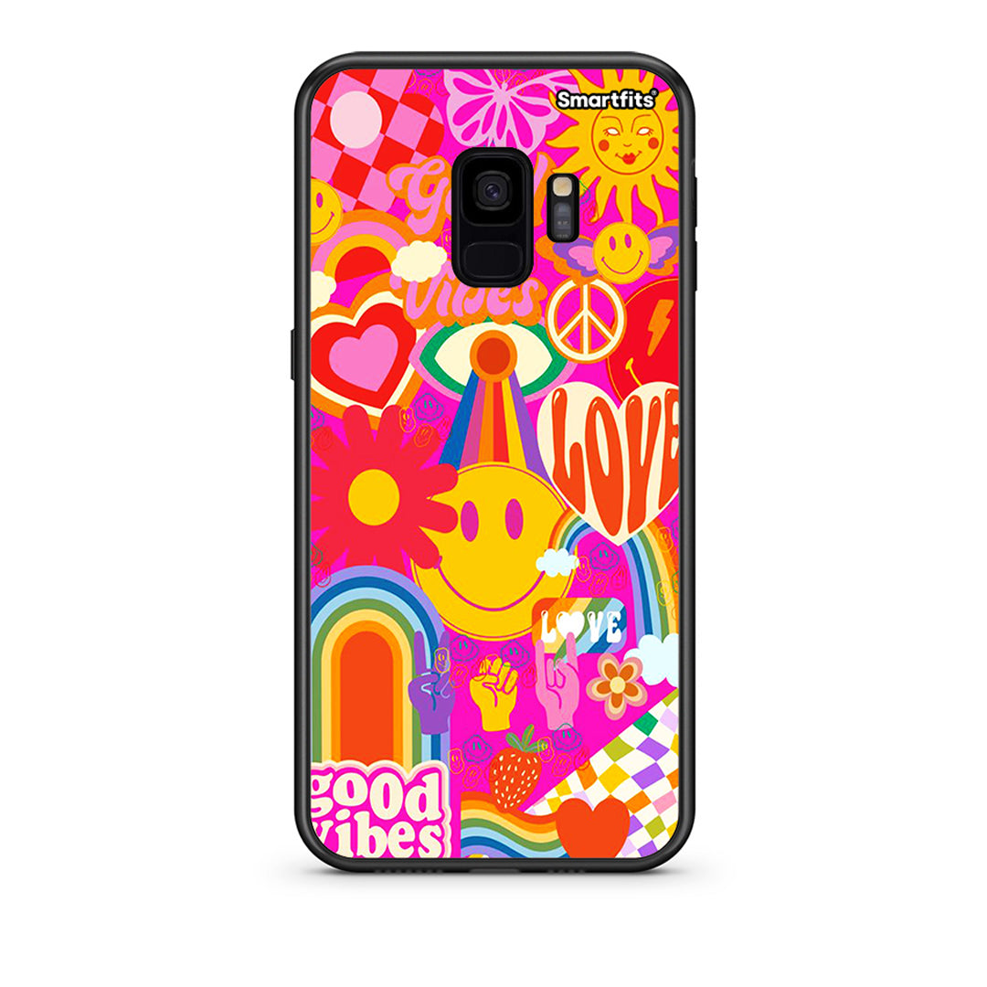 samsung s9 Hippie Love θήκη από τη Smartfits με σχέδιο στο πίσω μέρος και μαύρο περίβλημα | Smartphone case with colorful back and black bezels by Smartfits