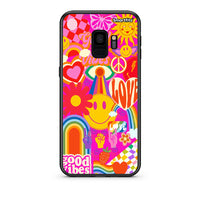 Thumbnail for samsung s9 Hippie Love θήκη από τη Smartfits με σχέδιο στο πίσω μέρος και μαύρο περίβλημα | Smartphone case with colorful back and black bezels by Smartfits