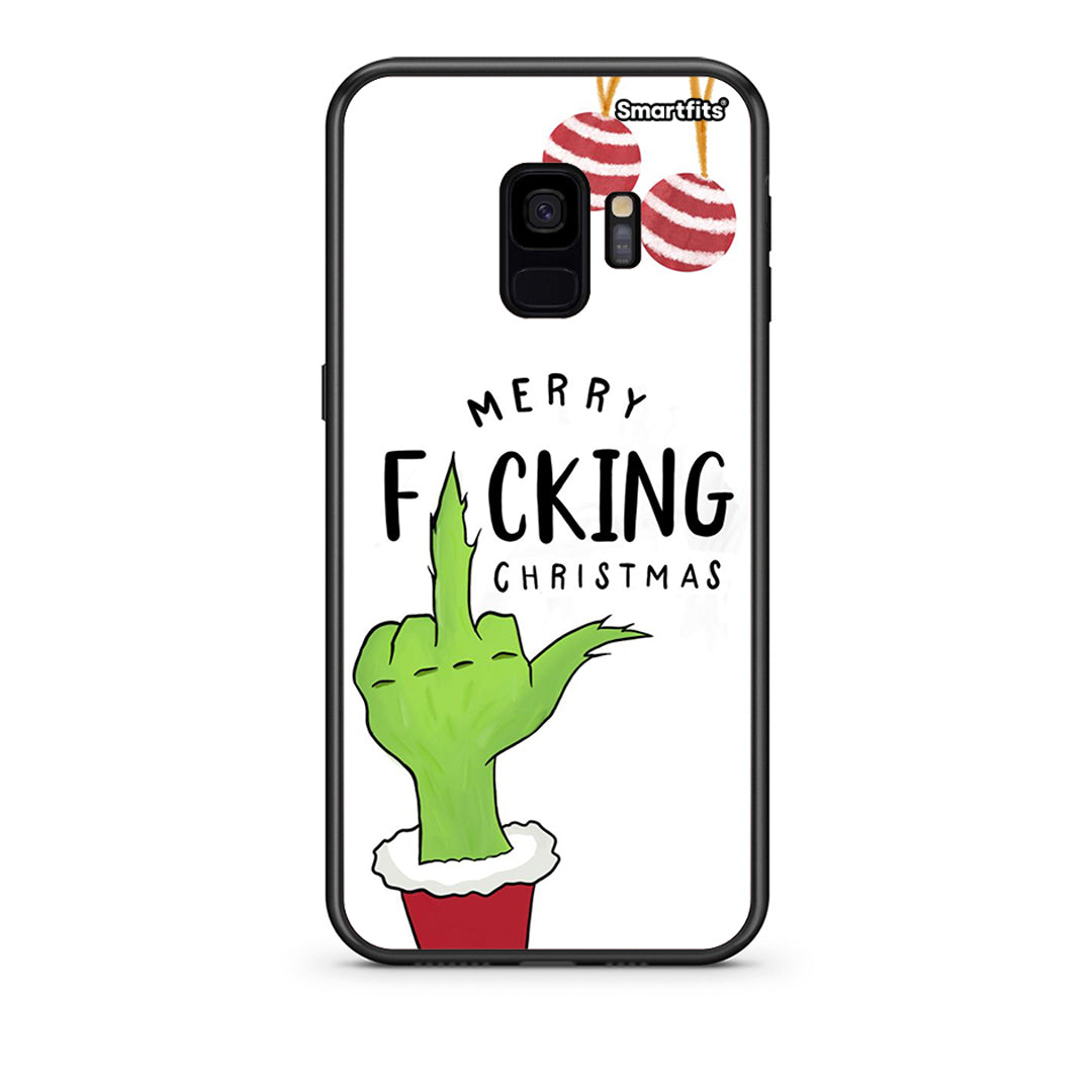 samsung s9 Merry F Xmas θήκη από τη Smartfits με σχέδιο στο πίσω μέρος και μαύρο περίβλημα | Smartphone case with colorful back and black bezels by Smartfits