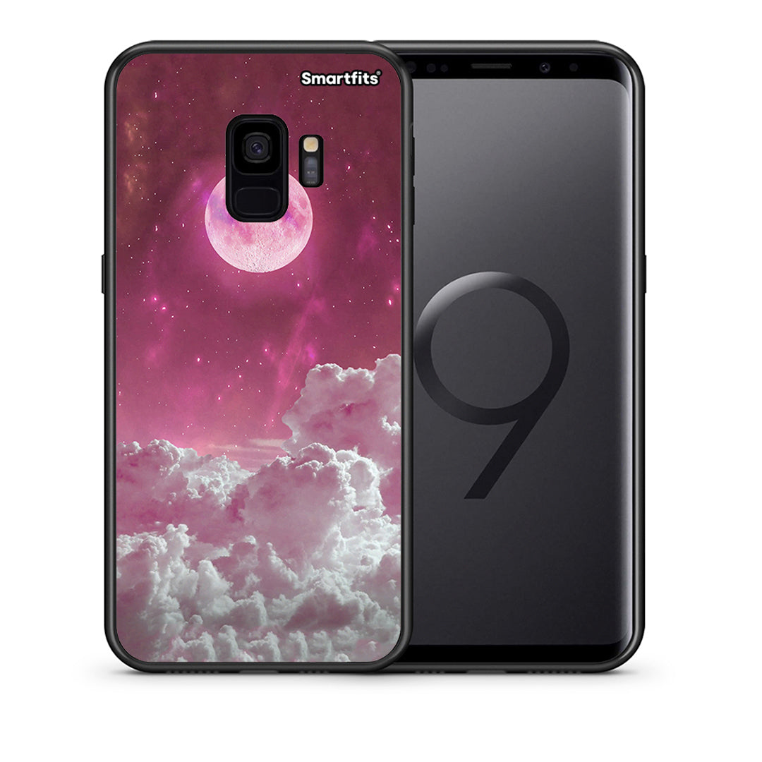 Θήκη Samsung S9 Pink Moon από τη Smartfits με σχέδιο στο πίσω μέρος και μαύρο περίβλημα | Samsung S9 Pink Moon case with colorful back and black bezels