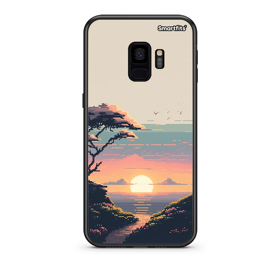 samsung s9 Pixel Sunset Θήκη από τη Smartfits με σχέδιο στο πίσω μέρος και μαύρο περίβλημα | Smartphone case with colorful back and black bezels by Smartfits