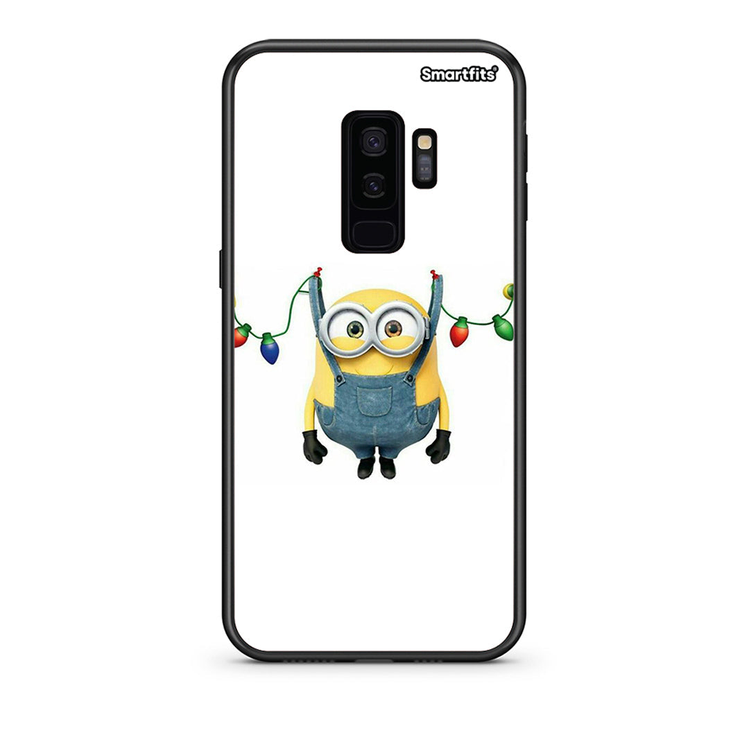 samsung s9 plus Xmas Minion Lights θήκη από τη Smartfits με σχέδιο στο πίσω μέρος και μαύρο περίβλημα | Smartphone case with colorful back and black bezels by Smartfits