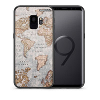 Thumbnail for Θήκη Samsung S9 World Map από τη Smartfits με σχέδιο στο πίσω μέρος και μαύρο περίβλημα | Samsung S9 World Map case with colorful back and black bezels