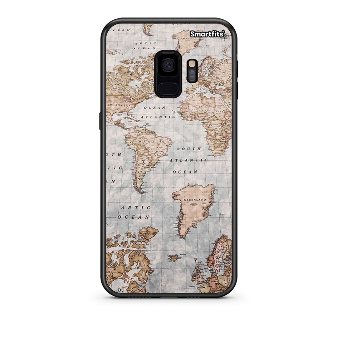 samsung s9 World Map Θήκη από τη Smartfits με σχέδιο στο πίσω μέρος και μαύρο περίβλημα | Smartphone case with colorful back and black bezels by Smartfits