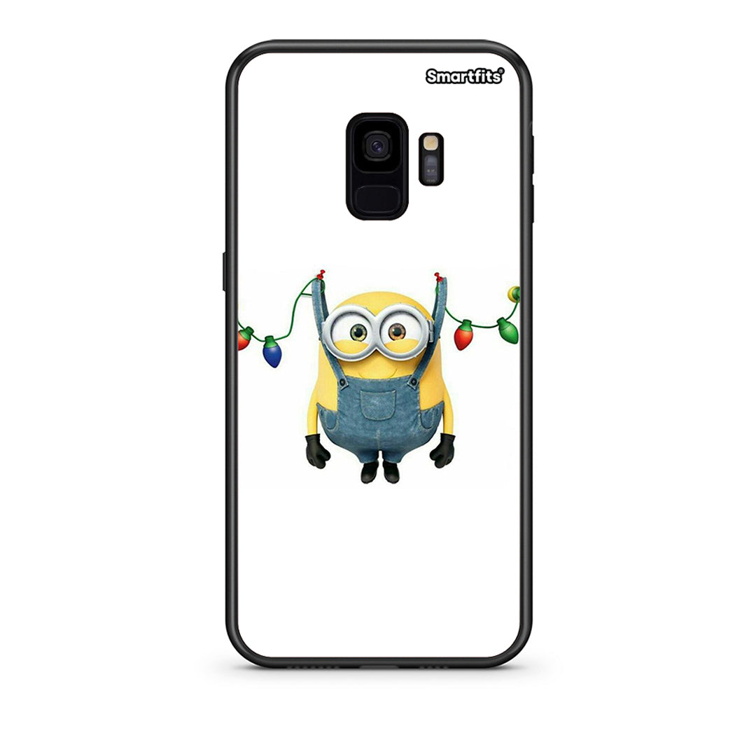 samsung s9 Xmas Minion Lights θήκη από τη Smartfits με σχέδιο στο πίσω μέρος και μαύρο περίβλημα | Smartphone case with colorful back and black bezels by Smartfits