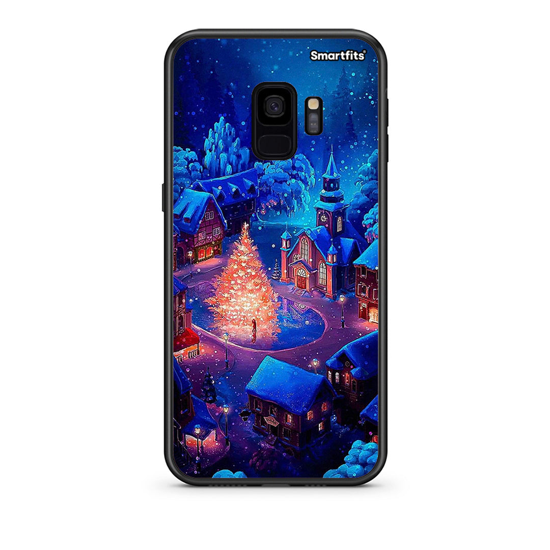 samsung s9 Xmas Village θήκη από τη Smartfits με σχέδιο στο πίσω μέρος και μαύρο περίβλημα | Smartphone case with colorful back and black bezels by Smartfits