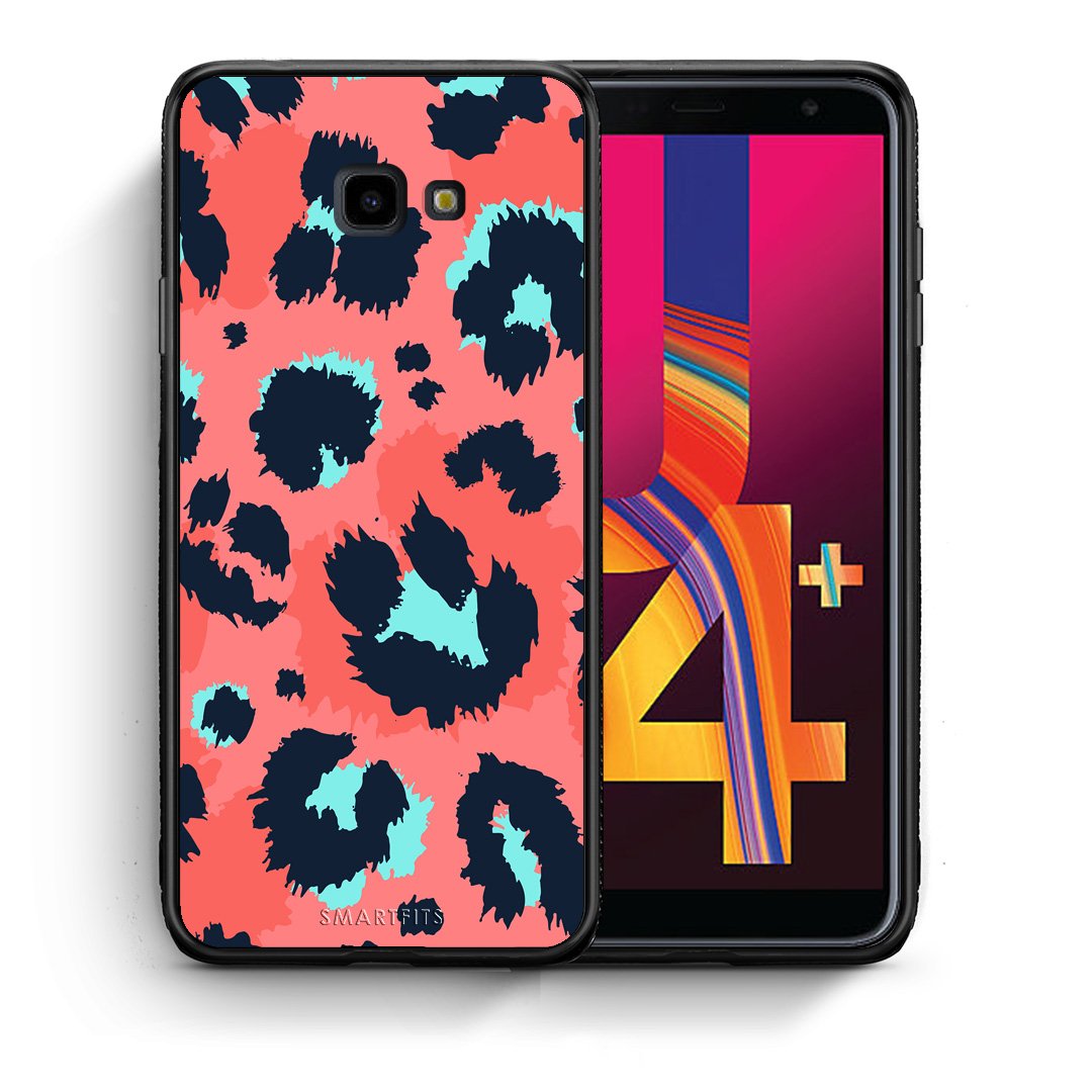 Θήκη Samsung J4 Plus Pink Leopard Animal από τη Smartfits με σχέδιο στο πίσω μέρος και μαύρο περίβλημα | Samsung J4 Plus Pink Leopard Animal case with colorful back and black bezels