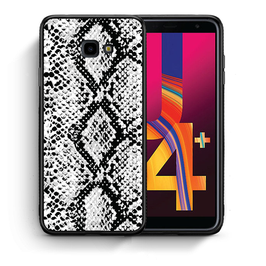 Θήκη Samsung J4 Plus White Snake Animal από τη Smartfits με σχέδιο στο πίσω μέρος και μαύρο περίβλημα | Samsung J4 Plus White Snake Animal case with colorful back and black bezels