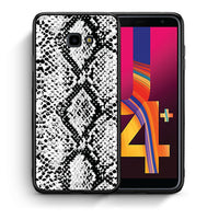 Thumbnail for Θήκη Samsung J4 Plus White Snake Animal από τη Smartfits με σχέδιο στο πίσω μέρος και μαύρο περίβλημα | Samsung J4 Plus White Snake Animal case with colorful back and black bezels