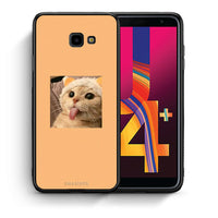 Thumbnail for Θήκη Samsung J4 Plus Cat Tongue από τη Smartfits με σχέδιο στο πίσω μέρος και μαύρο περίβλημα | Samsung J4 Plus Cat Tongue case with colorful back and black bezels