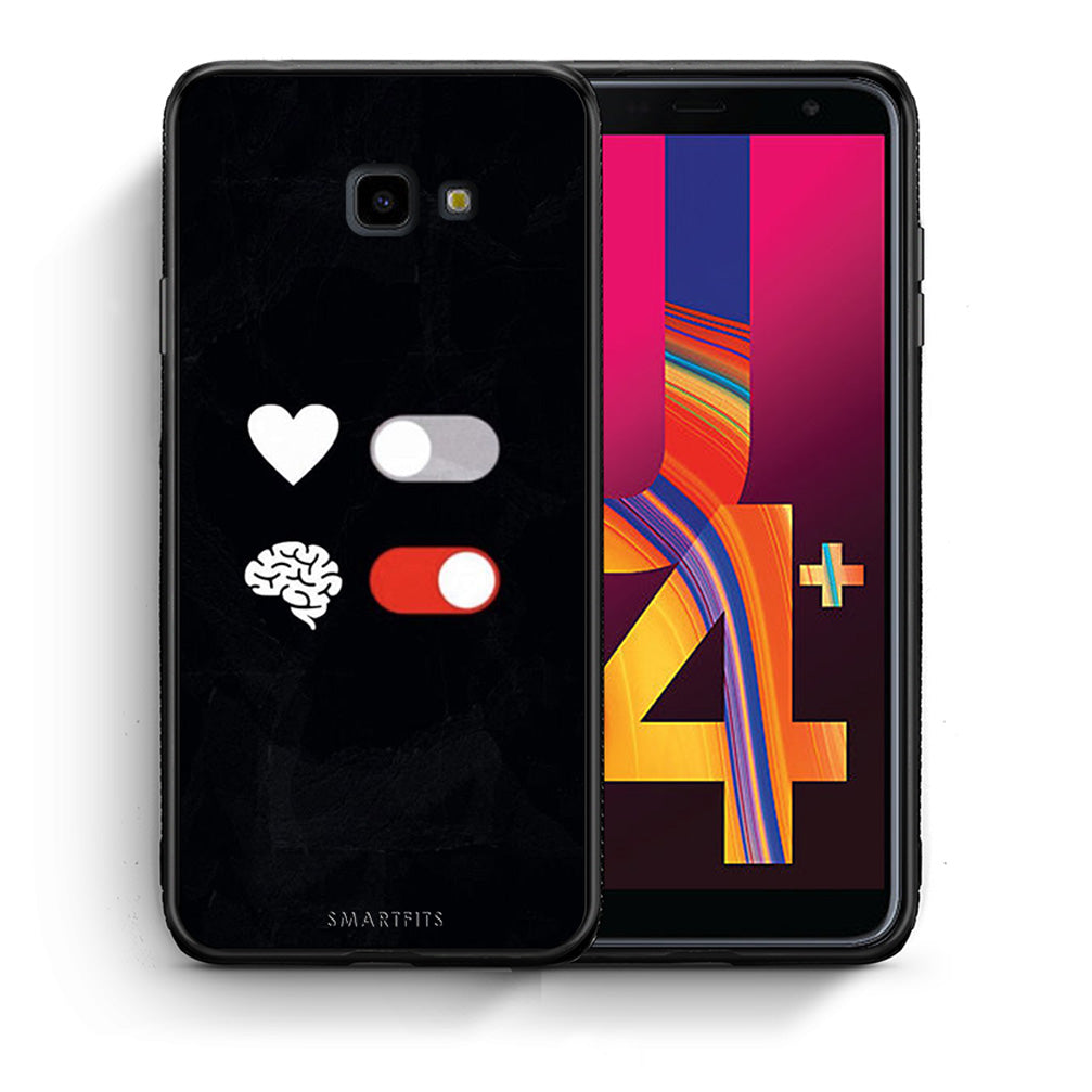 Θήκη Αγίου Βαλεντίνου Samsung J4 Plus Heart Vs Brain από τη Smartfits με σχέδιο στο πίσω μέρος και μαύρο περίβλημα | Samsung J4 Plus Heart Vs Brain case with colorful back and black bezels