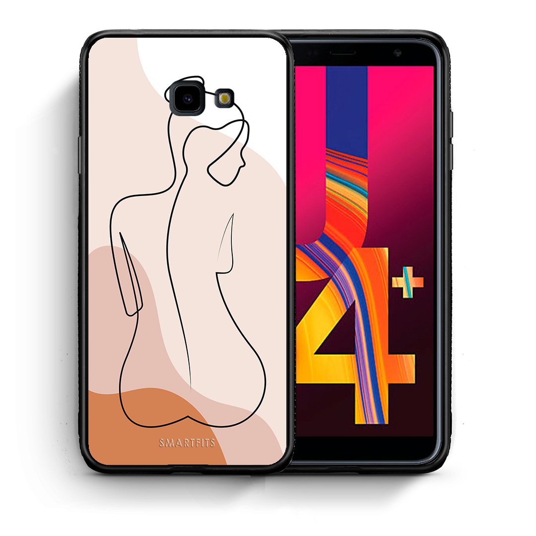 Θήκη Samsung J4 Plus LineArt Woman από τη Smartfits με σχέδιο στο πίσω μέρος και μαύρο περίβλημα | Samsung J4 Plus LineArt Woman case with colorful back and black bezels
