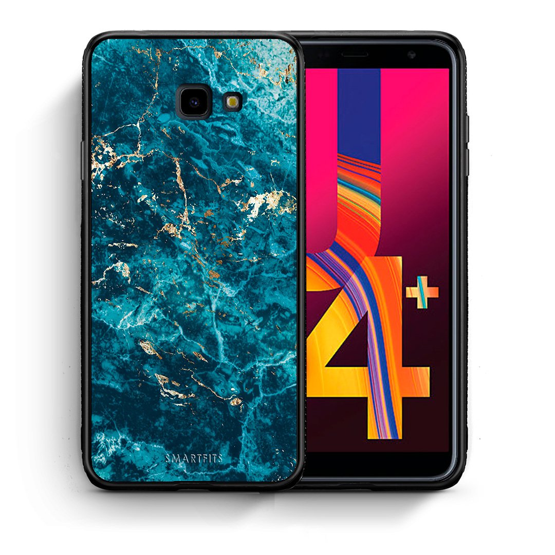 Θήκη Samsung J4 Plus Marble Blue από τη Smartfits με σχέδιο στο πίσω μέρος και μαύρο περίβλημα | Samsung J4 Plus Marble Blue case with colorful back and black bezels