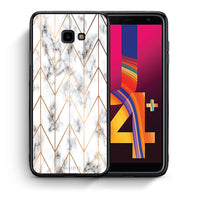 Thumbnail for Θήκη Samsung J4 Plus Gold Geometric Marble από τη Smartfits με σχέδιο στο πίσω μέρος και μαύρο περίβλημα | Samsung J4 Plus Gold Geometric Marble case with colorful back and black bezels