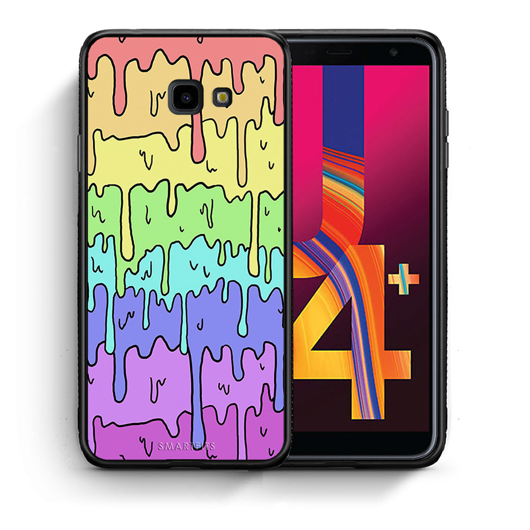 Θήκη Samsung J4 Plus Melting Rainbow από τη Smartfits με σχέδιο στο πίσω μέρος και μαύρο περίβλημα | Samsung J4 Plus Melting Rainbow case with colorful back and black bezels