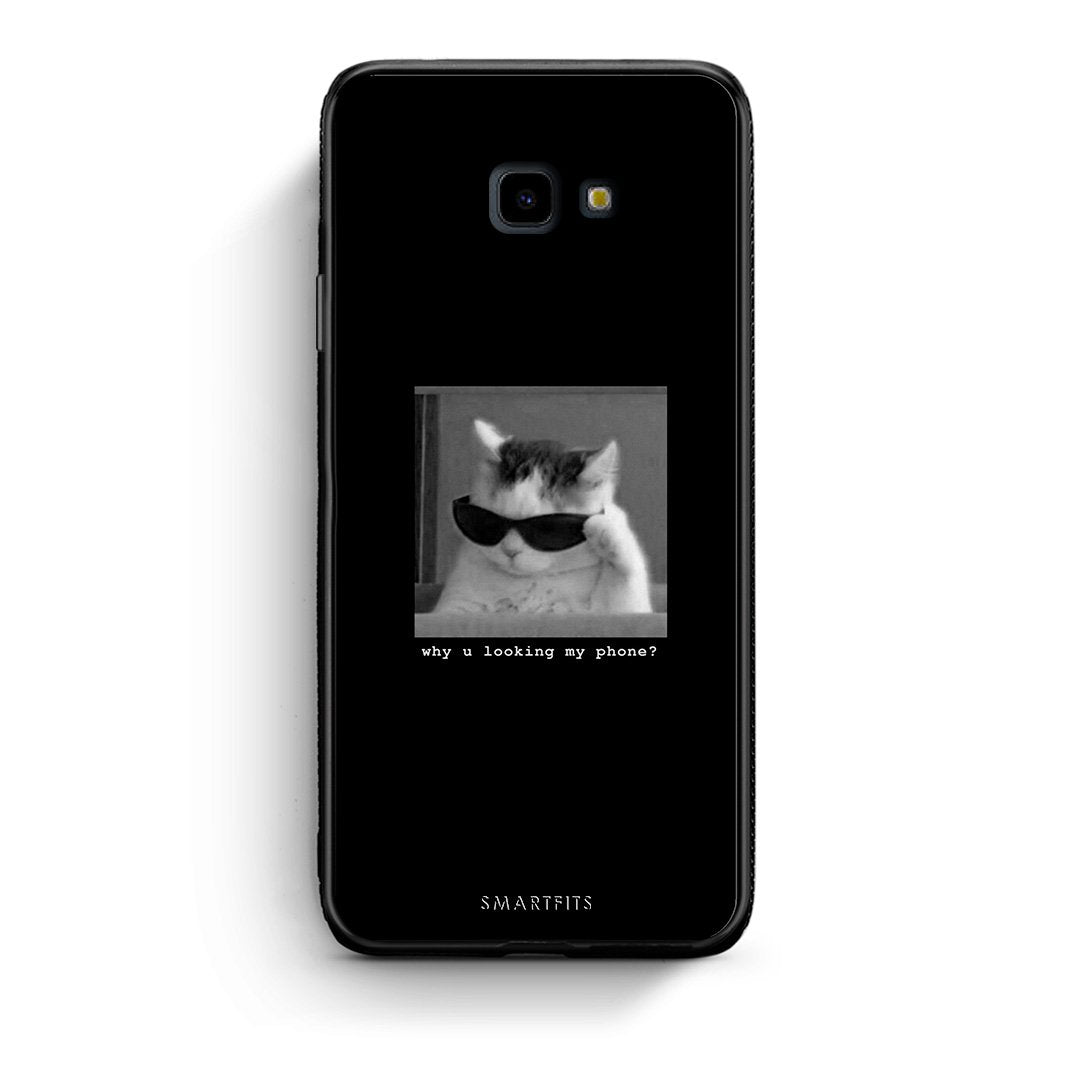 Samsung J4 Plus Meme Cat θήκη από τη Smartfits με σχέδιο στο πίσω μέρος και μαύρο περίβλημα | Smartphone case with colorful back and black bezels by Smartfits
