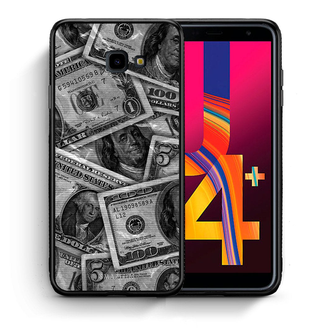Θήκη Samsung J4 Plus Money Dollars από τη Smartfits με σχέδιο στο πίσω μέρος και μαύρο περίβλημα | Samsung J4 Plus Money Dollars case with colorful back and black bezels
