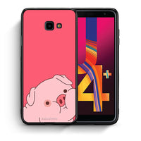 Thumbnail for Θήκη Αγίου Βαλεντίνου Samsung J4 Plus Pig Love 1 από τη Smartfits με σχέδιο στο πίσω μέρος και μαύρο περίβλημα | Samsung J4 Plus Pig Love 1 case with colorful back and black bezels