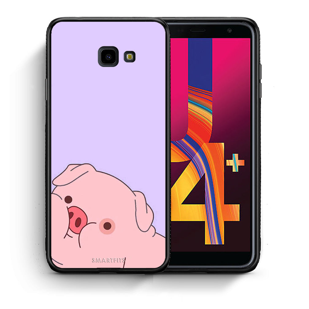 Θήκη Αγίου Βαλεντίνου Samsung J4 Plus Pig Love 2 από τη Smartfits με σχέδιο στο πίσω μέρος και μαύρο περίβλημα | Samsung J4 Plus Pig Love 2 case with colorful back and black bezels