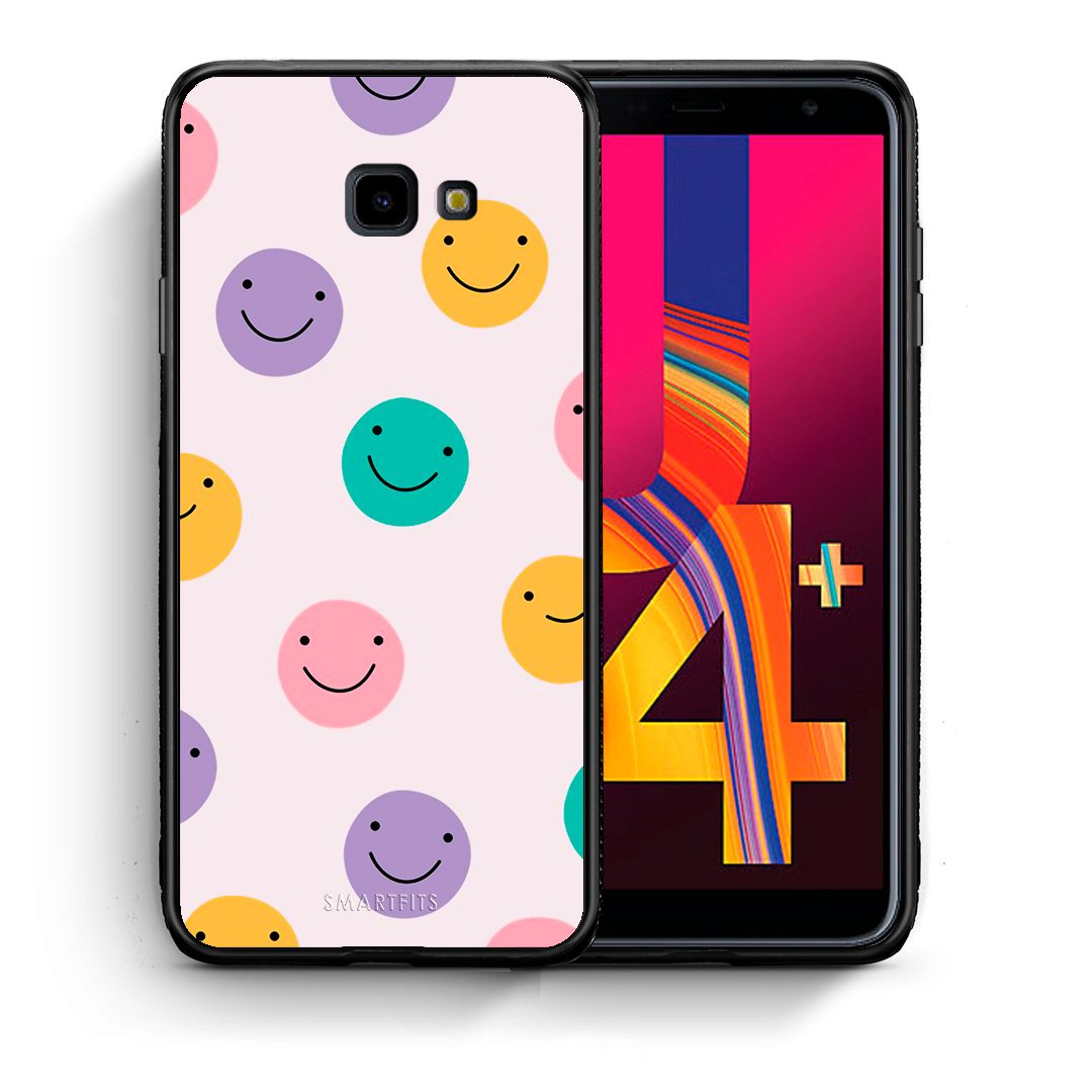 Θήκη Samsung J4 Plus Smiley Faces από τη Smartfits με σχέδιο στο πίσω μέρος και μαύρο περίβλημα | Samsung J4 Plus Smiley Faces case with colorful back and black bezels