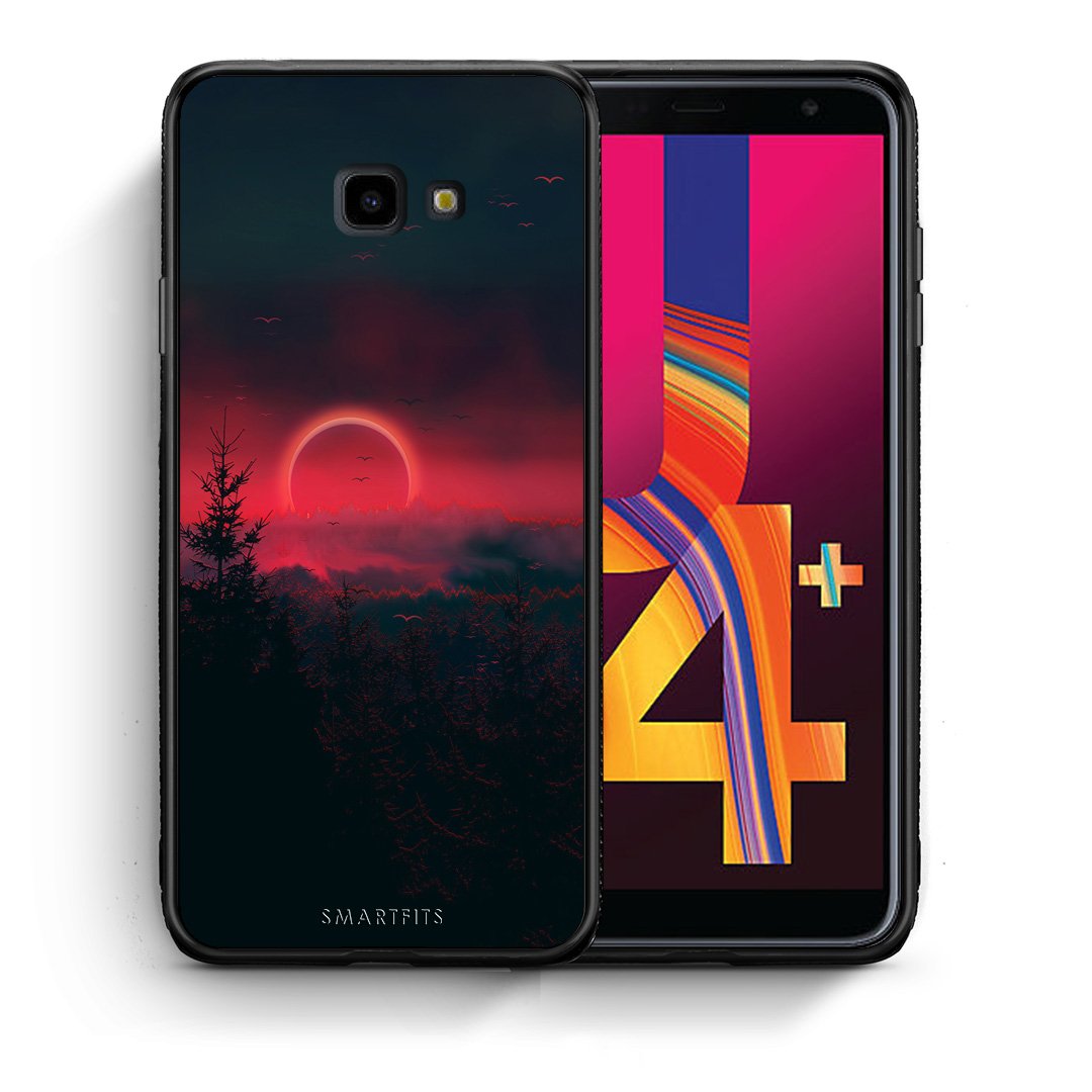 Θήκη Samsung J4 Plus Sunset Tropic από τη Smartfits με σχέδιο στο πίσω μέρος και μαύρο περίβλημα | Samsung J4 Plus Sunset Tropic case with colorful back and black bezels