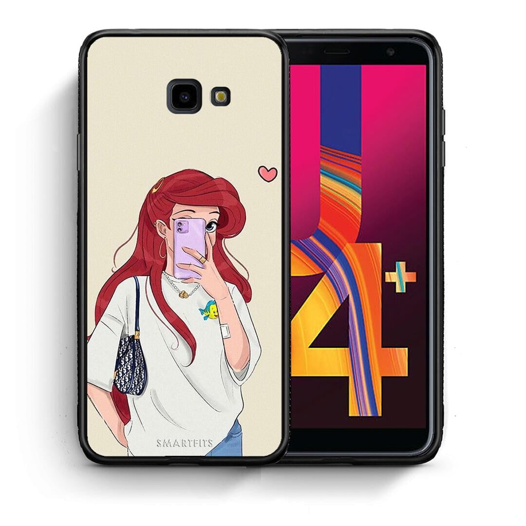 Θήκη Samsung J4 Plus Walking Mermaid από τη Smartfits με σχέδιο στο πίσω μέρος και μαύρο περίβλημα | Samsung J4 Plus Walking Mermaid case with colorful back and black bezels