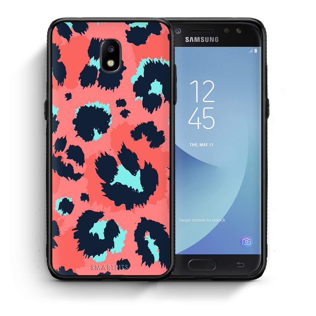 Θήκη Samsung J7 2017 Pink Leopard Animal από τη Smartfits με σχέδιο στο πίσω μέρος και μαύρο περίβλημα | Samsung J7 2017 Pink Leopard Animal case with colorful back and black bezels