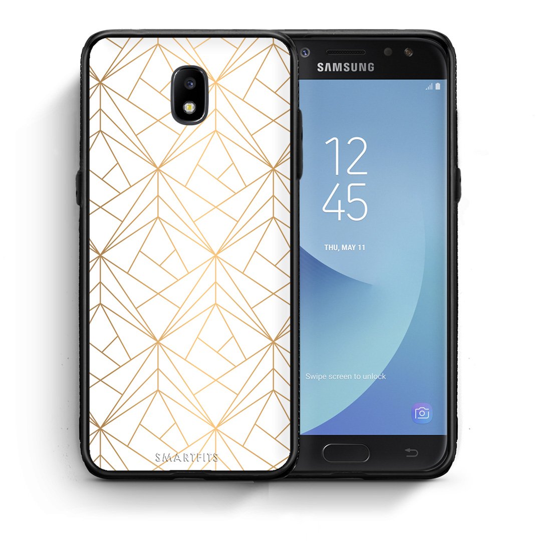Θήκη Samsung J7 2017 Luxury White Geometric από τη Smartfits με σχέδιο στο πίσω μέρος και μαύρο περίβλημα | Samsung J7 2017 Luxury White Geometric case with colorful back and black bezels
