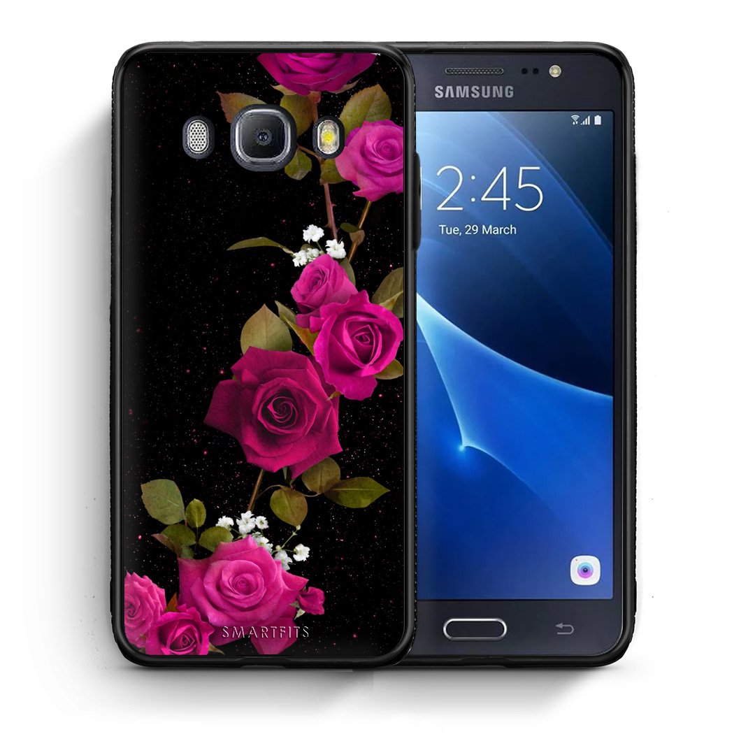 Θήκη Samsung J7 2016 Red Roses Flower από τη Smartfits με σχέδιο στο πίσω μέρος και μαύρο περίβλημα | Samsung J7 2016 Red Roses Flower case with colorful back and black bezels