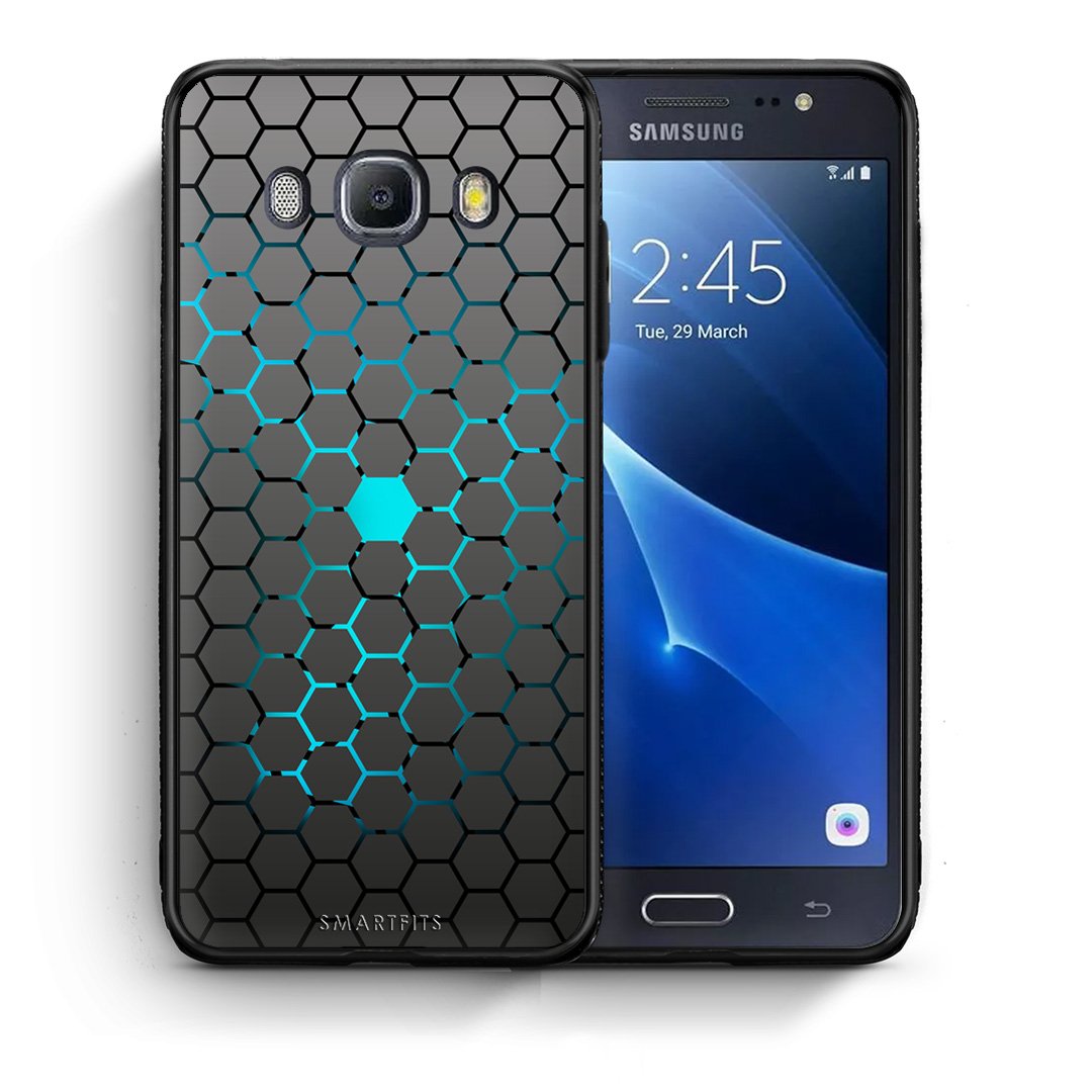 Θήκη Samsung J7 2016 Hexagonal Geometric από τη Smartfits με σχέδιο στο πίσω μέρος και μαύρο περίβλημα | Samsung J7 2016 Hexagonal Geometric case with colorful back and black bezels