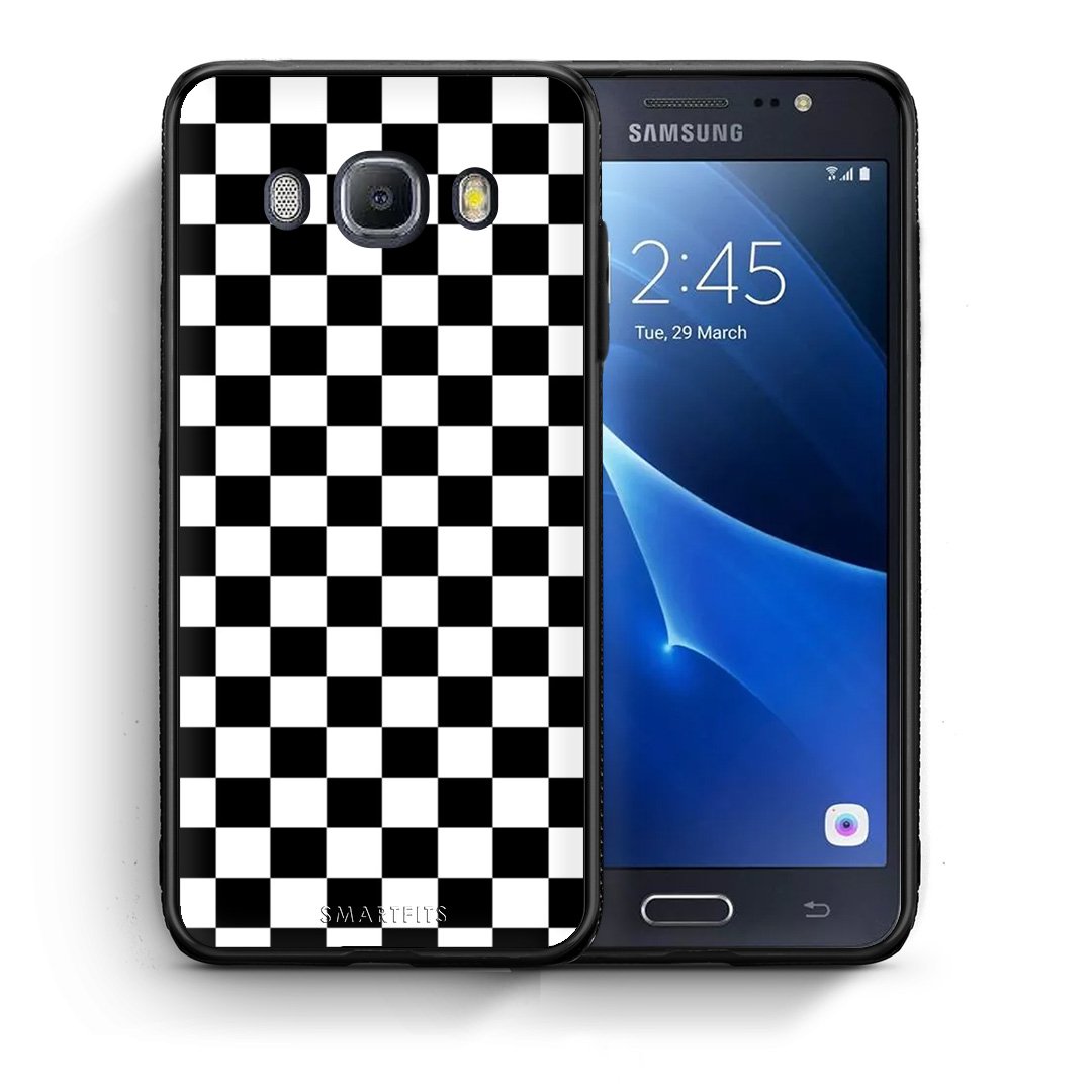 Θήκη Samsung J7 2016 Squares Geometric από τη Smartfits με σχέδιο στο πίσω μέρος και μαύρο περίβλημα | Samsung J7 2016 Squares Geometric case with colorful back and black bezels