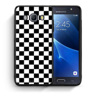 Thumbnail for Θήκη Samsung J7 2016 Squares Geometric από τη Smartfits με σχέδιο στο πίσω μέρος και μαύρο περίβλημα | Samsung J7 2016 Squares Geometric case with colorful back and black bezels