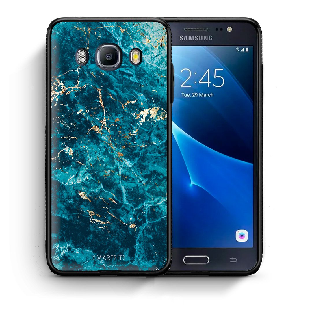 Θήκη Samsung J7 2016 Marble Blue από τη Smartfits με σχέδιο στο πίσω μέρος και μαύρο περίβλημα | Samsung J7 2016 Marble Blue case with colorful back and black bezels